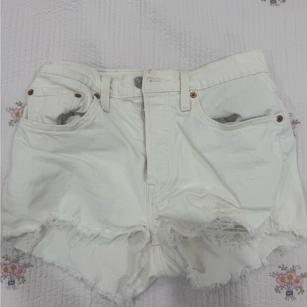 White Distressed Women Shorts